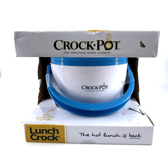 Crock Pot Lunch Crock Portable Slow Cooker Food Warmer White & Blue NIB - Picture 1 of 6